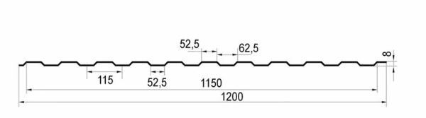 Профнастил С8 зеленый RAL 6005 1м Эконом